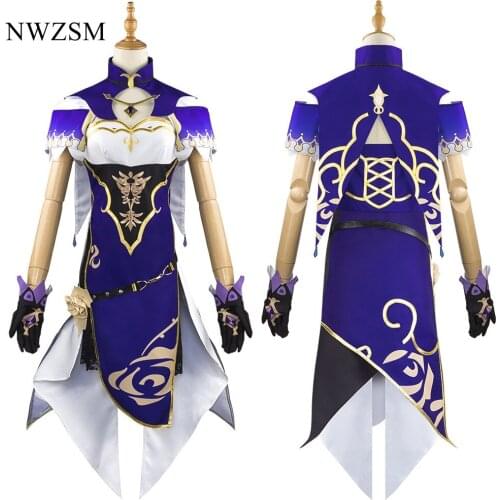 Anime Game Genshin Impact costume rose hag Lisa Cosplay Costume Elegant Halloween Party DressSuit Set For Women Girls