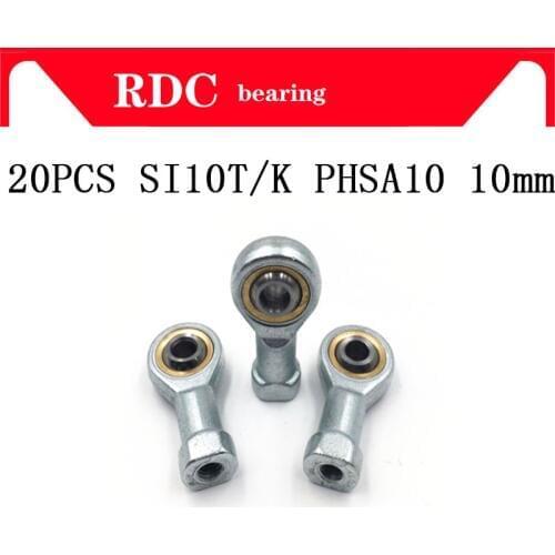 Free Shipping 20pcs SI10T/K PHSA10 10mm High quality rod end joint bearing metric female right hand thread M10X1.5mm rod end