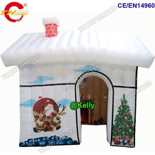 Free door shipping 4x3m small inflatable christmas house for sale cheap inflatable santa grotto with full printing