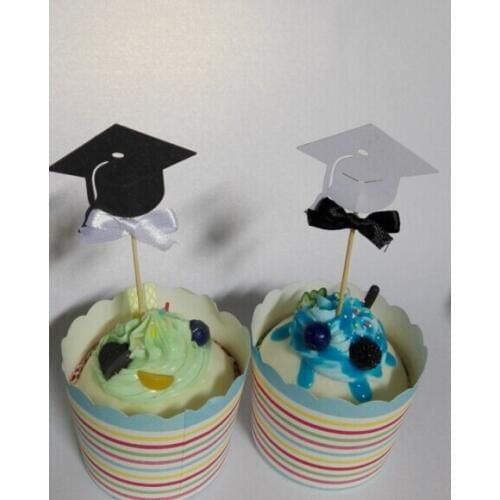 Glitter graduation caps cupcake Toppers decorations wedding party Bridal shower Baby Shower Birthday food picks toothpicks
