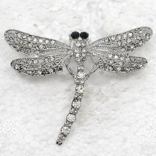 Dragonfly Brooch Clear Rhinestone Pin brooches C497 A