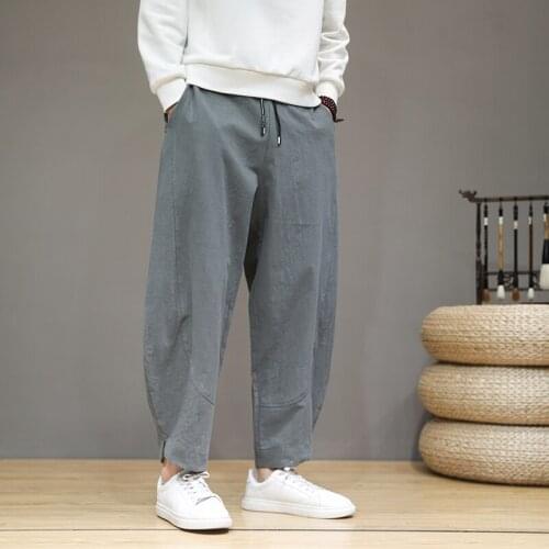 Cotton Linen Casual Harem Pants Men Joggers Man Nice Summer Trousers Male Chinese Style Baggy Pants Harajuku Clothe