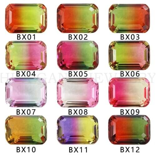 Octangle Shape Watermelon Tourmaline Stone Synthetic Glass Loose Beads Size 4x6mm-13x18mm For Jewelry Making Free Shipping