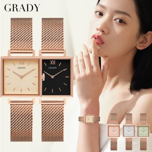 Ladies Luxury Square Watch Women Fashion Golden Mesh Pin Buckle Japan Quartz Movt Female Casual Vintage Wristwatches Reloj Mujer