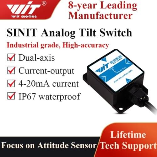 WitMotion SINIT Dual-axis Current Analog Tilt Switch (4-20mA, -90 Degrees) Security Inclinometer,Anti-Vibration Tilt Angle(IP67)