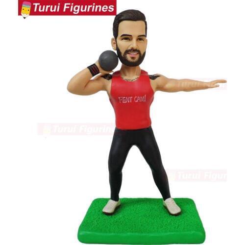 Shot put sportsman champion figurine custom design sports figure toys handmade personalized scuplt mini statue gift