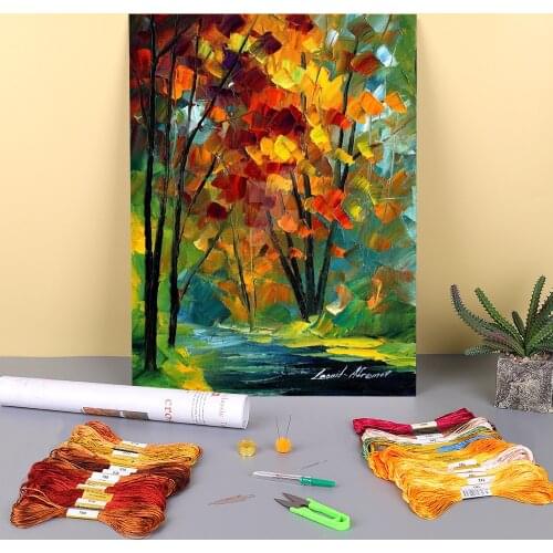 Melody Autumn Printed Canvas 11CT Cross-Stitch Patterns Embroidery DMC Threads Craft Handicraft work Handiwork Design Adults