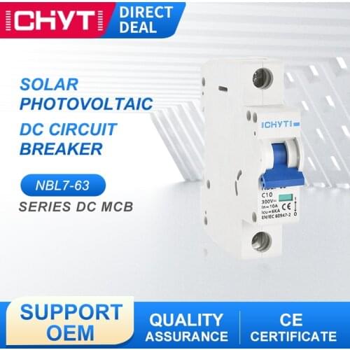 ICHYTI NBL7-63 1P DC 300V Din Rail Solar Energy Mini Circuit Breaker Photovoltaic 63A MCB For PV System