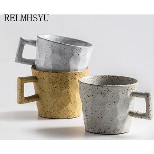 RELMHSYU Nordic Style Handmade Rust Series Ceramic Retro Water Cup Household Coffee Breakfast Mug Drinkware