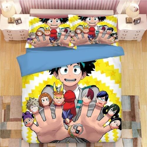 Anime Boku No Hero Academia Duvet Cover Set 3D Bedding Sets Luxury Manga Bed Set Include 1 Duvet Cover and 2 Pillowcase
