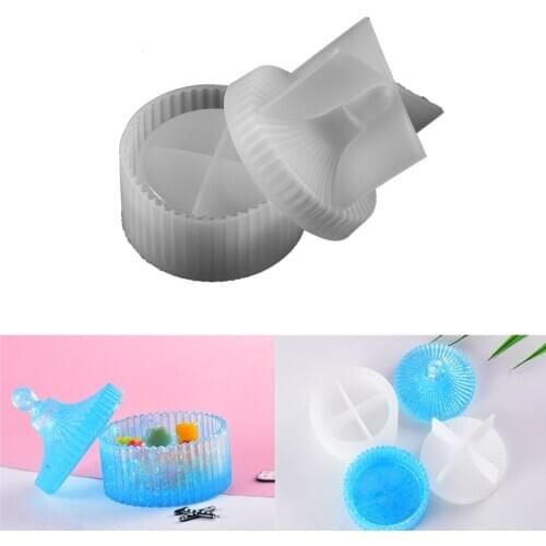 Candy Storage Box Silicone Mold UV Epoxy Resin Mold Beads Round Storage Jar Moulds for DIY Crafts Jewelry Making Handicraft Tool