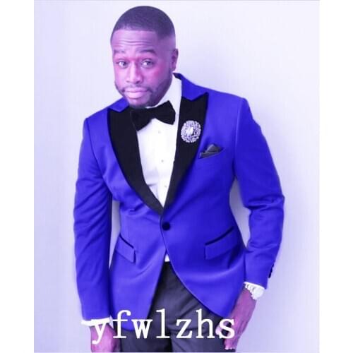 Handsome Groomsmen Peak Lapel Groom Tuxedos Mens Wedding Dress Man Jacket Blazer Prom Dinner (Jacket+Pants+Tie) K90