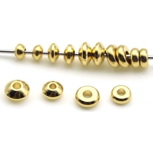 20pcs 4 5 6 8 mm Stainless Steel Gold Tone Round Flat Metal Spacer Beads Loose Beads for Jewelry Making DIY Bracelet Findings