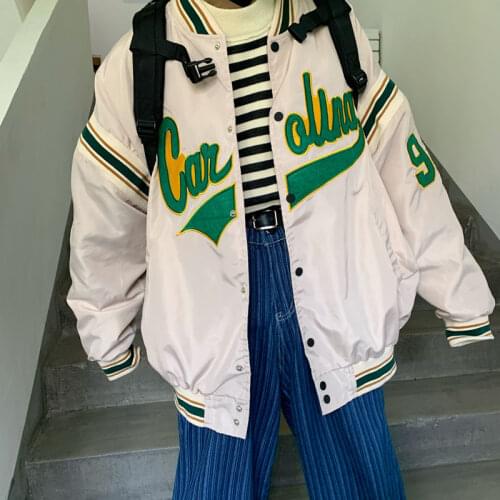 Spring Coat American Baseball Bomber Autumn Jacket Loose Retro Men Women Couples Tops Harajuku Plus Size Jackets Streetwear