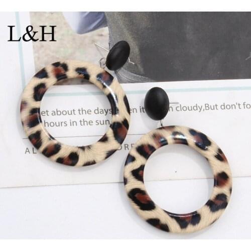 L&H Fashion Leopard Print Earrings Snake skin pattern Drop Earrings personality Exaggerated Edition Earrings For Women Jewelry