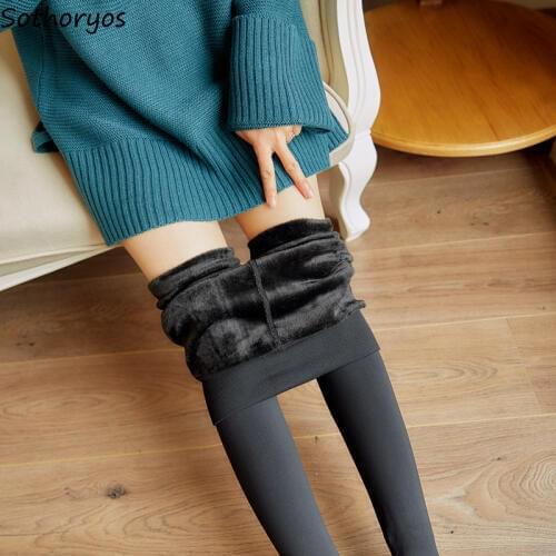 Leggings Women Thicker Plus Velvet Winter Solid Simple All-match Womens Ladies Warm Fashion Moda Mujer 2020 Soft Trendy Chic