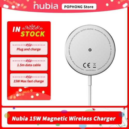 Nubia 15W Magnetic Wireless Charger Quick Charger For iPhone 12 Pro Wireless Charger iPhone 12 PD Wireless Charger 1.5m Cable