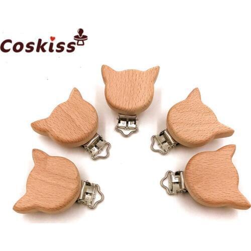 Metal Wooden Pacifier Clips Baby Teething Pacifier chain Solid Color Baby Teether Cute Infant Soother Clasps Holders Accessories
