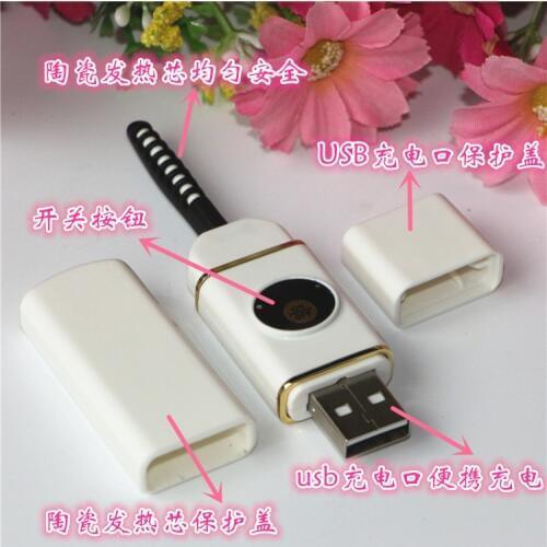 Mini Ceramic Eyelash Curler Electric Heated Portable Makeup Eye Lashes Long Lasting Eyelash Curler Lash Curler USB Connector