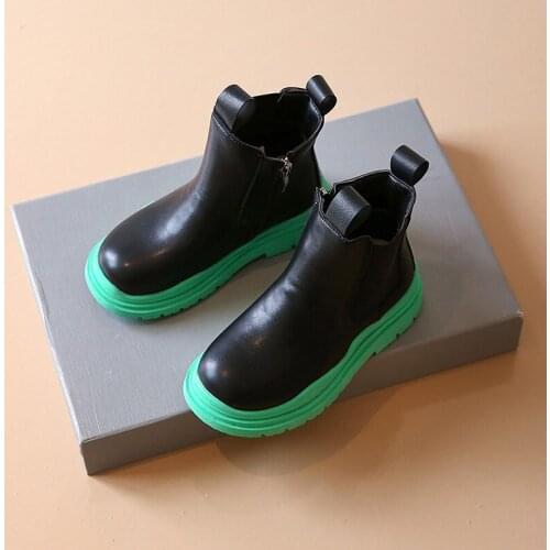 Fashion Girls Martin Boots Candy Color Thick Bottom 2021 Autumn New Children British Short Boots Boys Leather Boots