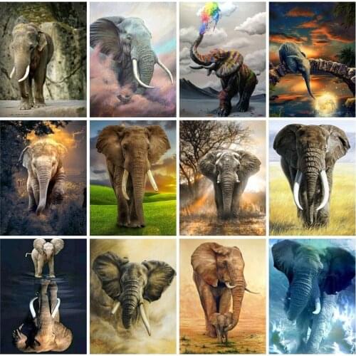 MTEN Diamond Painting Elephant Full Square Diamond Embroidery Animal Picture Mosaic Rhinestone Home Decoration