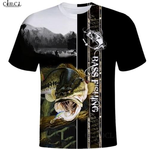 CLOOCL Animals Bass Fishing 3D Printed Mens T Shirt Harajuku Summer Short Sleeve Street Casual Unisex T-shirt Tops Drop Shipping