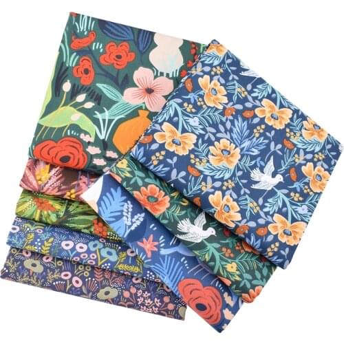 Nanchuang Colored Flowers Printed Twill Cotton Fabric Sewing Quilting Tissue Baby Bed Sheets Children Dress Material 40x50cm