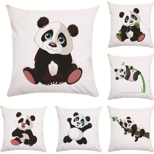 Black Panda Cushion Cover Print Polyester Sofa Car Seat Family Home Decorative Pillowcase 45x45cm Throw Pillow Case