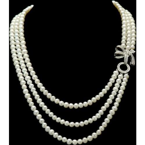 New 7-8mm white freshwater pearl micro inlay zircon buckle accessories pendant necklace long 45-50cm