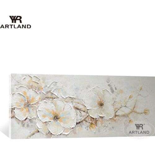 Modern home decoration Handmade canvas white Plum blossom abstarct flowers wall art pictures posters for living room bedroom
