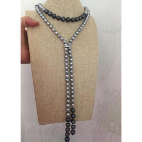 New design gorgeous 7-12mm freshwater round multicolor pearl necklace 48inch 925silver