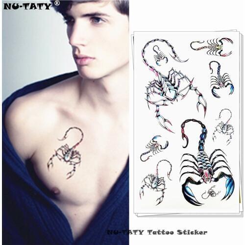 Nu-TATY Silver Scorpion Chain Temporary Tattoo Body Art Flash Tattoo Stickers 17*10cm Waterproof Fake Tatoo Car Styling Sticker