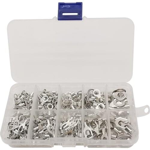 320Pcs/Box OT Terminals Non-Insulated Crimping Connector U-type Ring fork Cable Wire Connectors Electrical Crimping Terminals