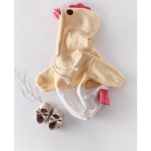 Adorable chicken design hooded jumpsuit newborn baby girls overalls boys cartoon bodysuit Xmas children onesie outfits Babyspiel