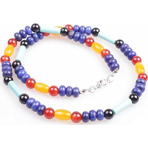 Handmade Natural 6mm stone bead Surfer Necklace for men tribal jewelry