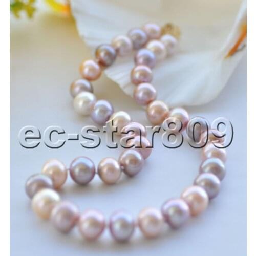 P7410 Real 17" 14mm Pink Lavender Round Edison KESHI Pearl Necklace Choker