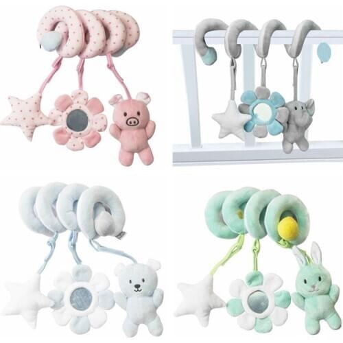 Newborn Baby Rattles Mobile To Bed Toys Cute Crib Stroller Spiral 0-12 Months Educational Cartoon Animals Soft Infant Rattle Toy
