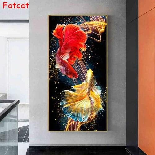 Full Square 5D Diamond painting 2021 New 5d Lucky Koi Full Diamond Living Room Porch Point Diamond Stickers Cross Stitch PP2135