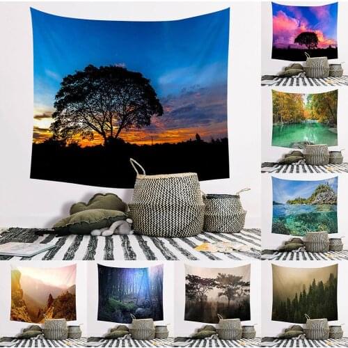 Rectangle Wall Tapestry Forest River Mountain Print Tapestry Bedspread Blanket Shawl Backdrop Decor Wall Hanging Tapestry