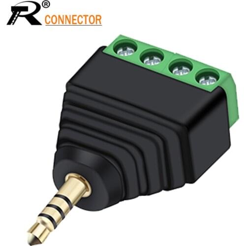 R connector 1pc Video AV Balun 3.5mm 4 Pole Stereo Male to AV Screw Terminal Stereo Jack 3.5 mm male 4 pin Terminal Block Plug