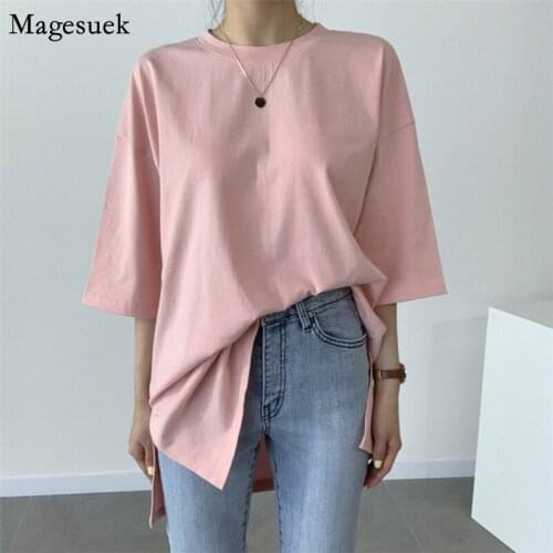 Plus Size Loose Cotton T Shirt Women 2021 Summer Casual White Tee Shirt Femme O-Neck Half Sleeve Base Woman Tshirts Tops 12507