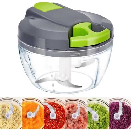Manual Food Chopper, 3 Blades Manual Pull String Food Processor, Hand held Pro Onion Chopper Dicer for Vegetables/Meat/Fruits, f