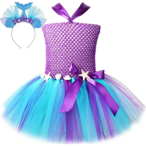 Girls Mermaid Princess Dress Ocean Theme Halloween Birthday Party Mermaid Costume for Kids Baby Girl Fancy Tutu Dress Up 1-12Y