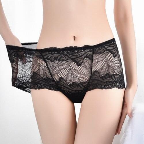 Sexy Lace Panties for Women Summer Thin Breathable Floral Lace Panty Briefs High Waist Plus Size Female Underwear Lingerie