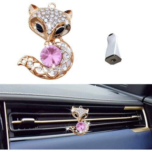 Cute diamond fox car perfume ladies air conditioning vent perfume clip fox automotive interior accessories