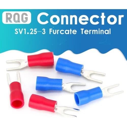 SV1.25-3 Red Furcate Terminal Cable Wire Connector Insulated Wiring Terminals electrical Lug crimp terminal 100PCS SV1-3 SV