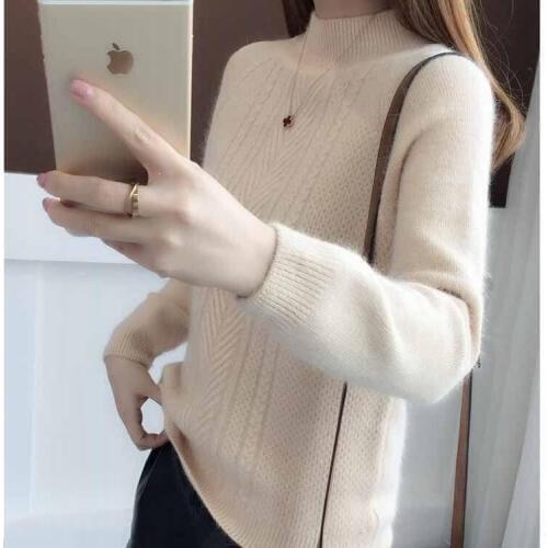 2019 Autumn Winter Thick Sweater Women Knitted Ribbed Pullover Sweater Long Sleeve Turtleneck Slim Jumper Soft Warm Pull Femme