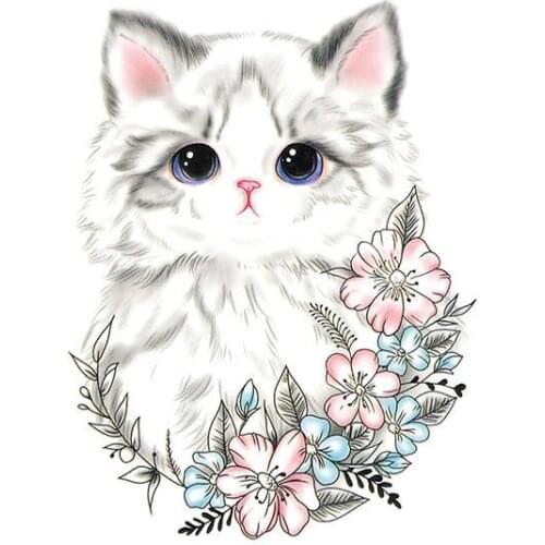 3pcs Cute cat animal flowersTemporary Tattoos For Women Body Art Painting Arm Legs Fake Tattoos