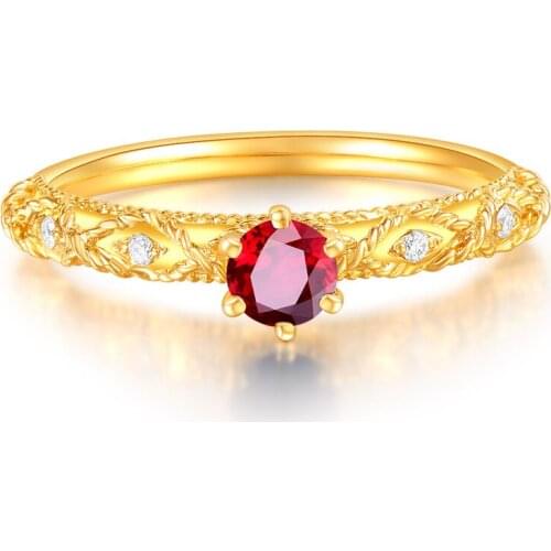 Temperament simulation Ruby Sapphire emerald plated 18K Gold opening ring female