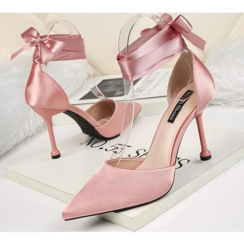 Lace Up Heels Valentine Shoes Ladies High Heels Elegant Shoes For Woman Stiletto Extreme High Heels Evening Shoes Women Pumps